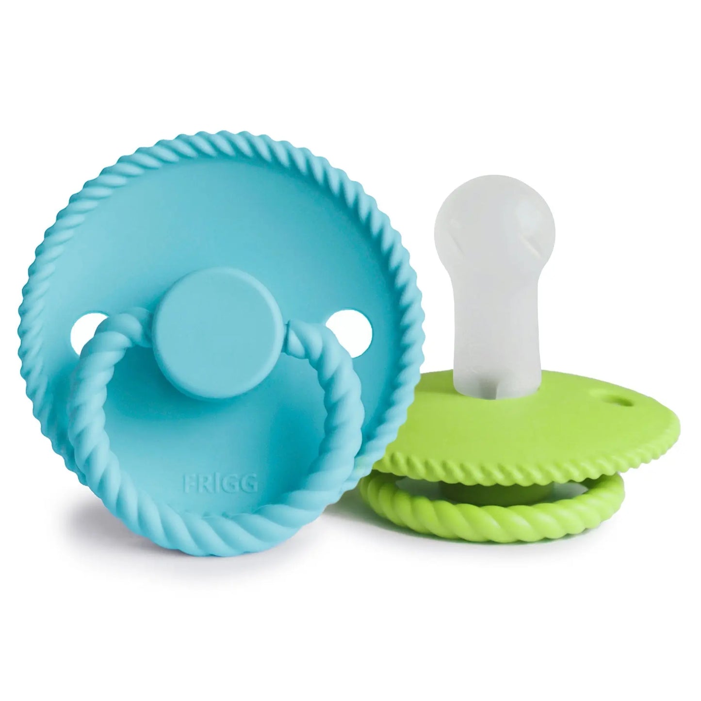 Frigg Rope Silicone Pacifier 2 Pack with SilkySoft Nipple and Click Lock System Mushie