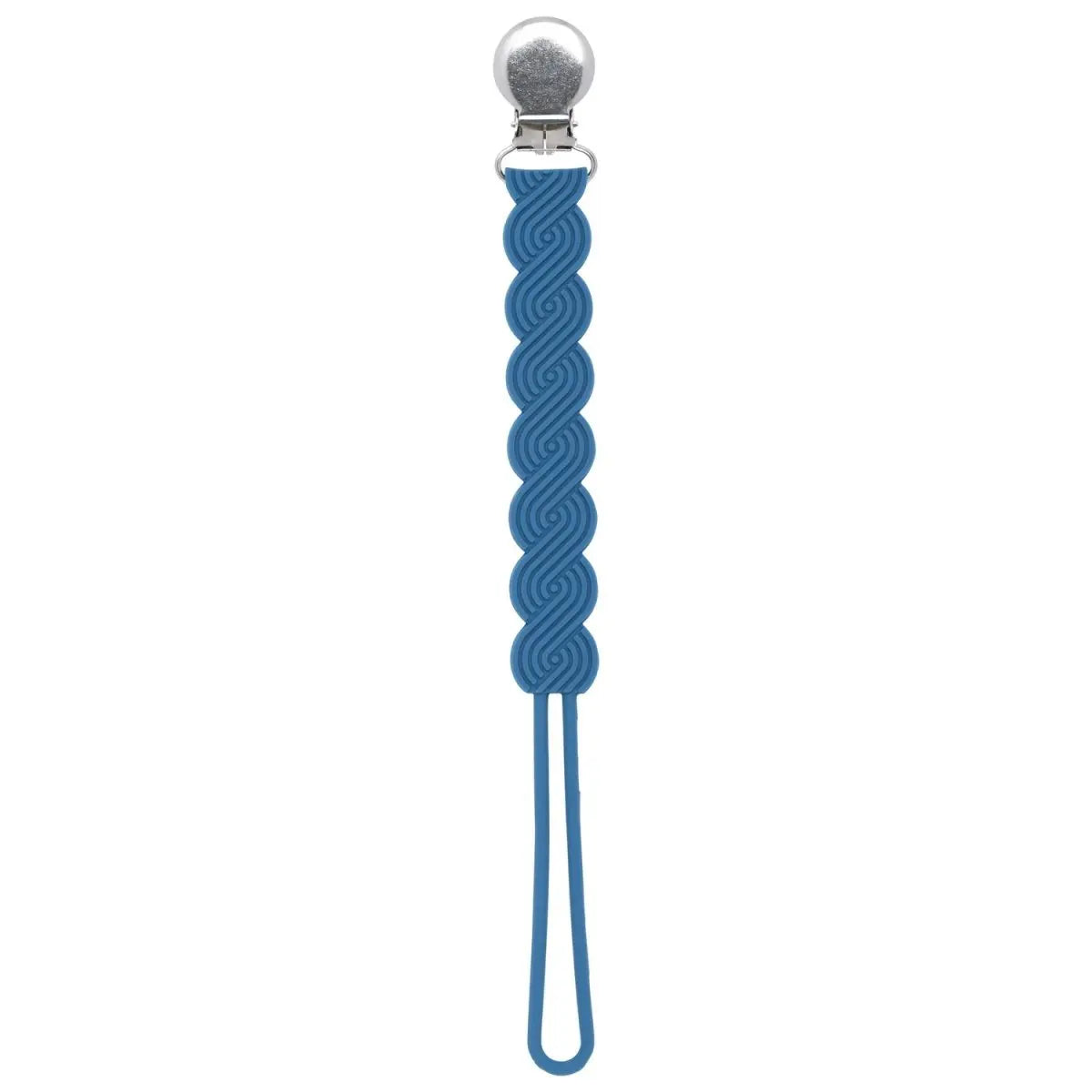 Three Little Tots Waverly Blue All Silicone One Piece Pacifier Clip - 