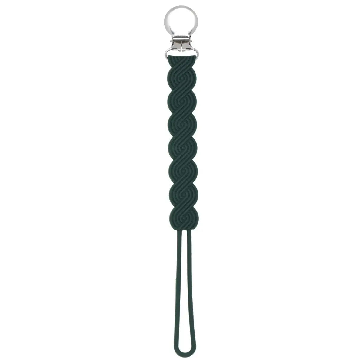 Three Little Tots Waverly Hunter Green All Silicone One Piece Pacifier Clip - 