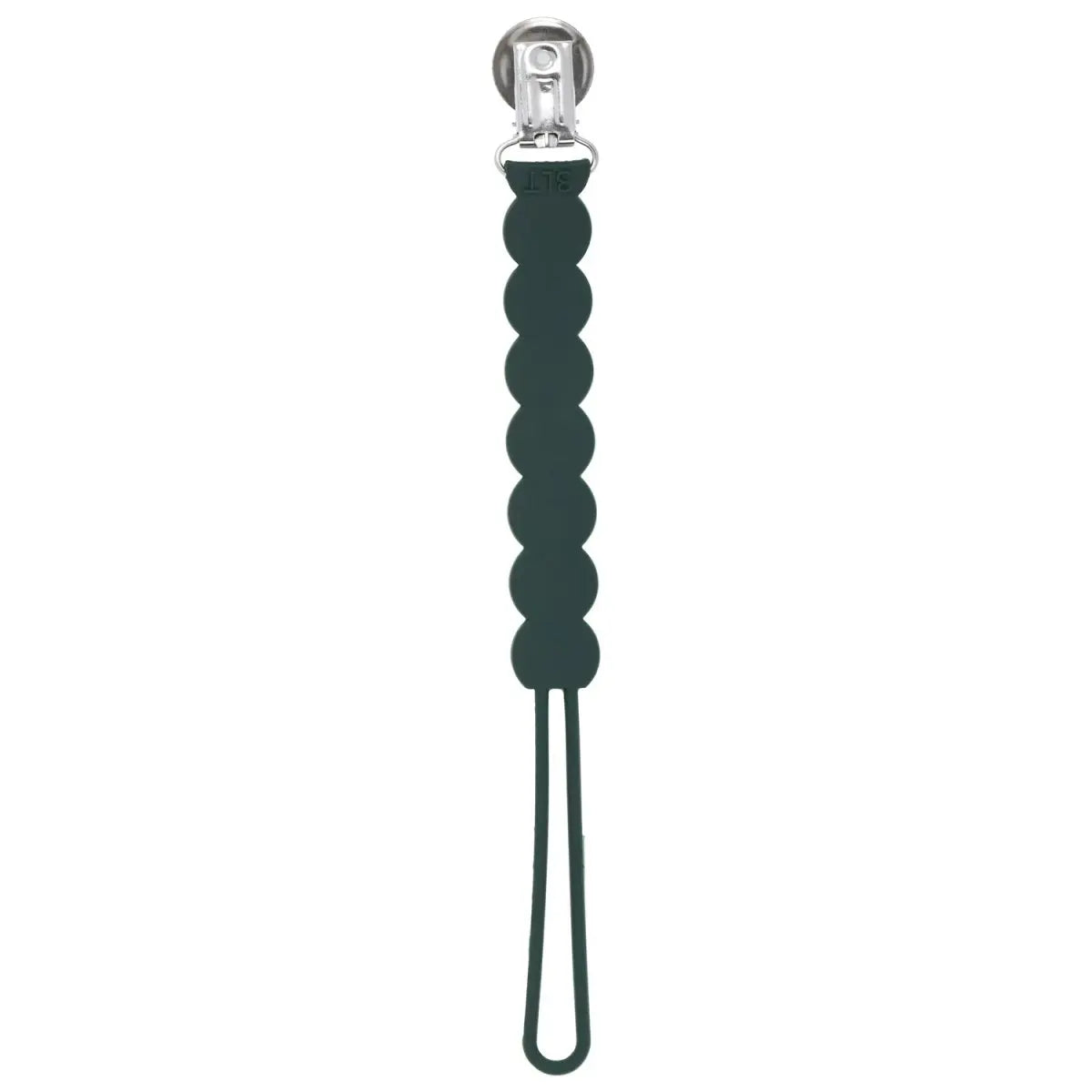 Three Little Tots Waverly Hunter Green All Silicone One Piece Pacifier Clip - 