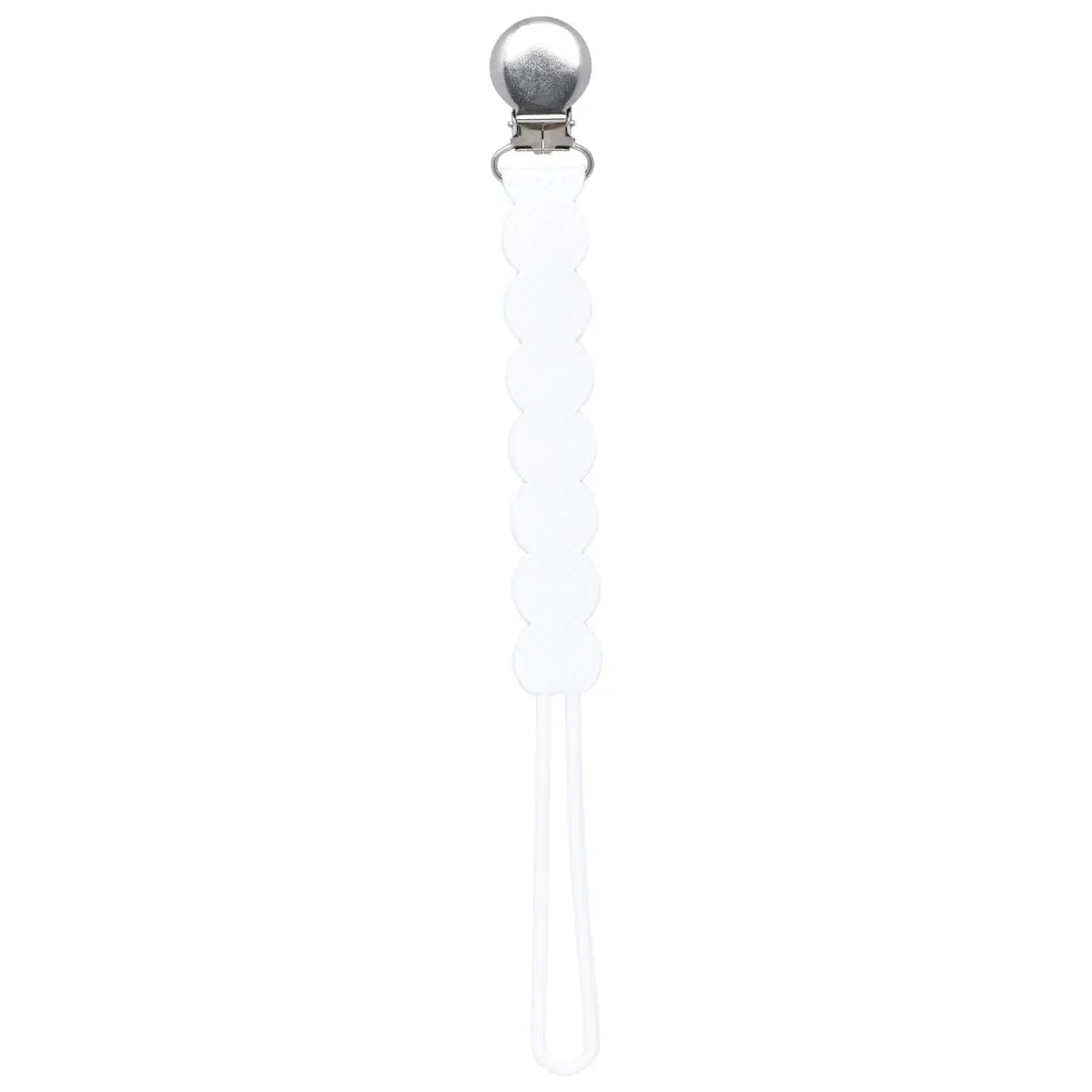 Three Little Tots Waverly White All Silicone One Piece Pacifier Clip - 