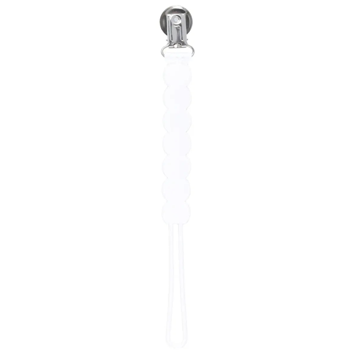 Three Little Tots Waverly White All Silicone One Piece Pacifier Clip - 