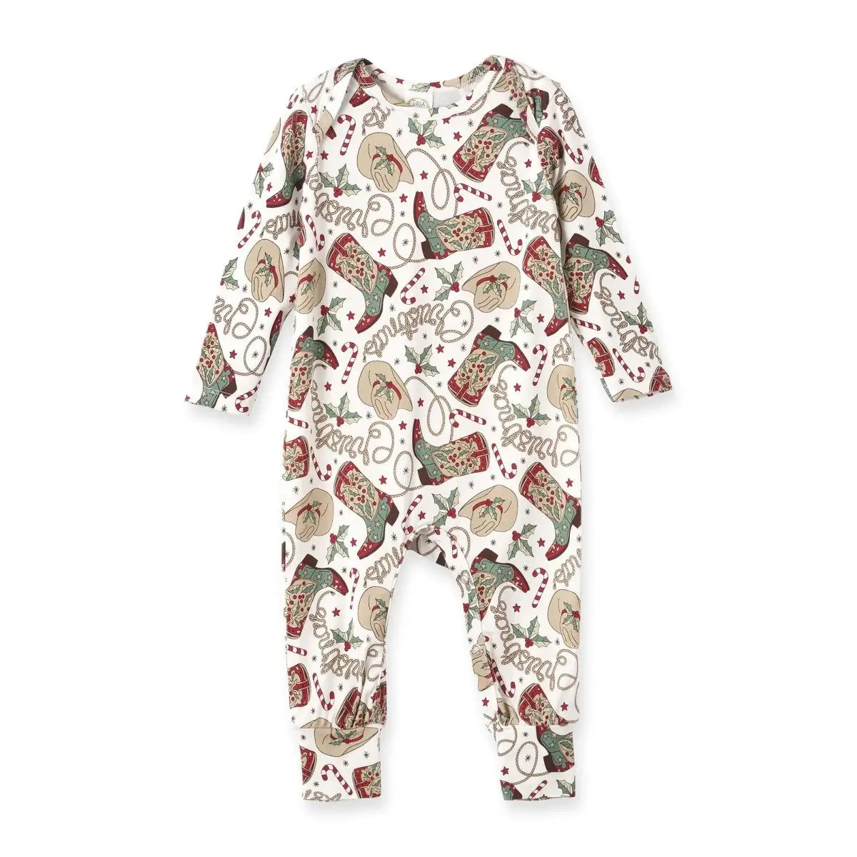 Tesa Babe Western Christmas Baby Bamboo Romper Cowboy Holiday Style - Everetts Place Boutique - 