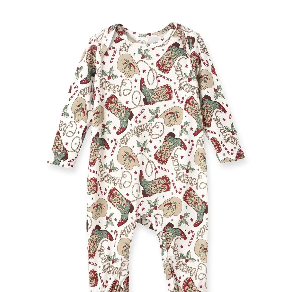 Tesa Babe Western Christmas Baby Bamboo Romper Cowboy Holiday Style - Everetts Place Boutique - 