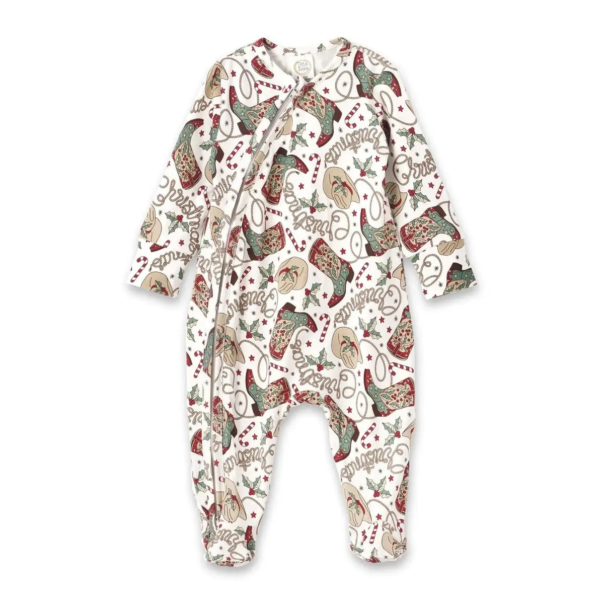 Tesa Babe Western Christmas Baby Bamboo Zipper Romper Cowboy Holiday - Everetts Place Boutique - 