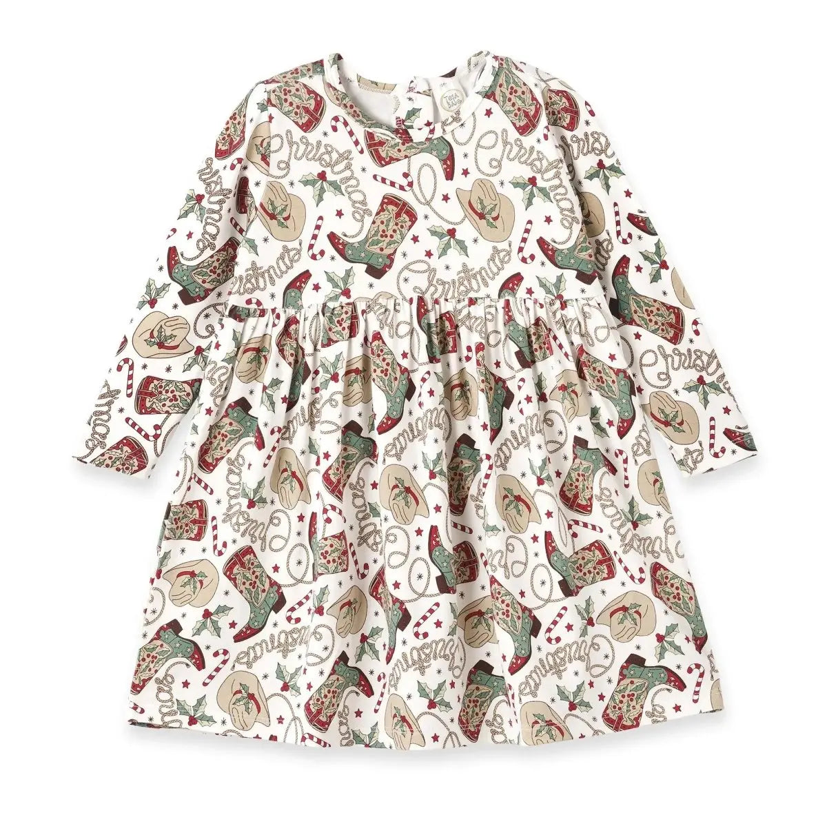 Tesa Babe Western Christmas Girls Dress Soft Bamboo Holiday Style - Everetts Place Boutique - 