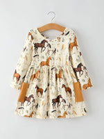Western Horse Print Long Sleeve Dress With Rustic Charm Rylee Faith Designs Everetts Place Boutique