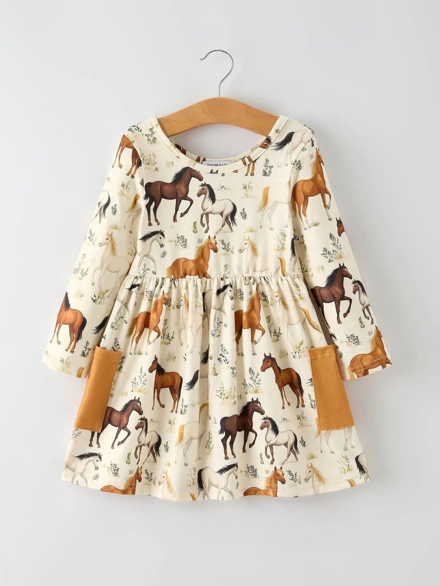 Western Horse Print Long Sleeve Dress With Rustic Charm Rylee Faith Designs Everetts Place Boutique