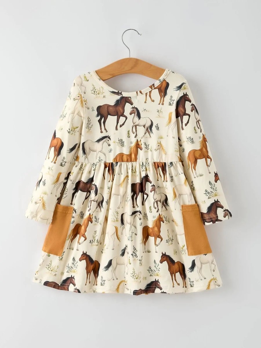 Western Horse Print Long Sleeve Dress With Rustic Charm Rylee Faith Designs Everetts Place Boutique