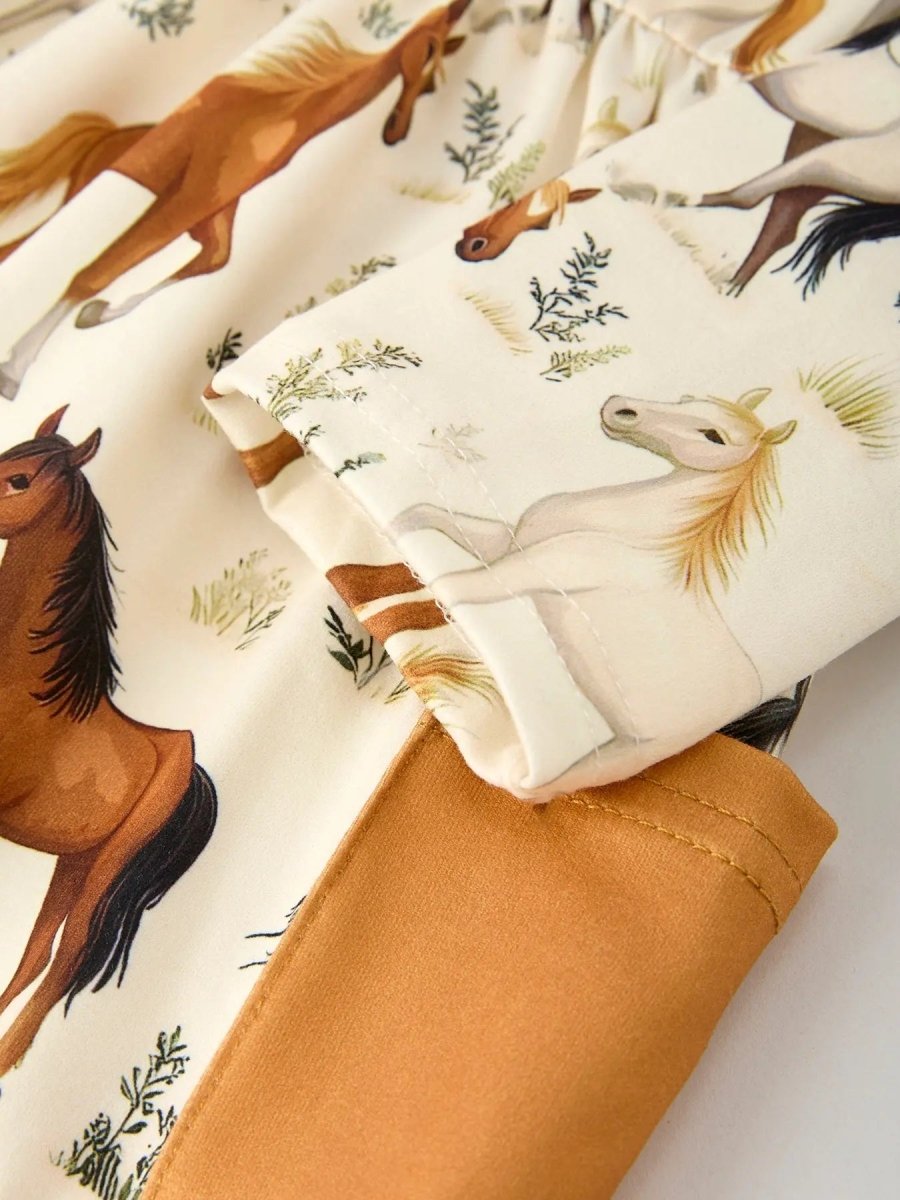Western Horse Print Long Sleeve Dress With Rustic Charm Rylee Faith Designs Everetts Place Boutique