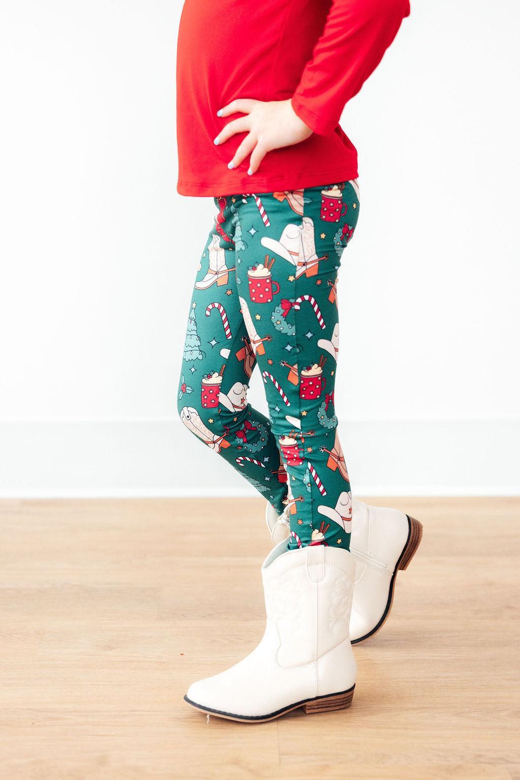 Mila & Rose Western Wonderland organic baby leggings with cowboy print.
