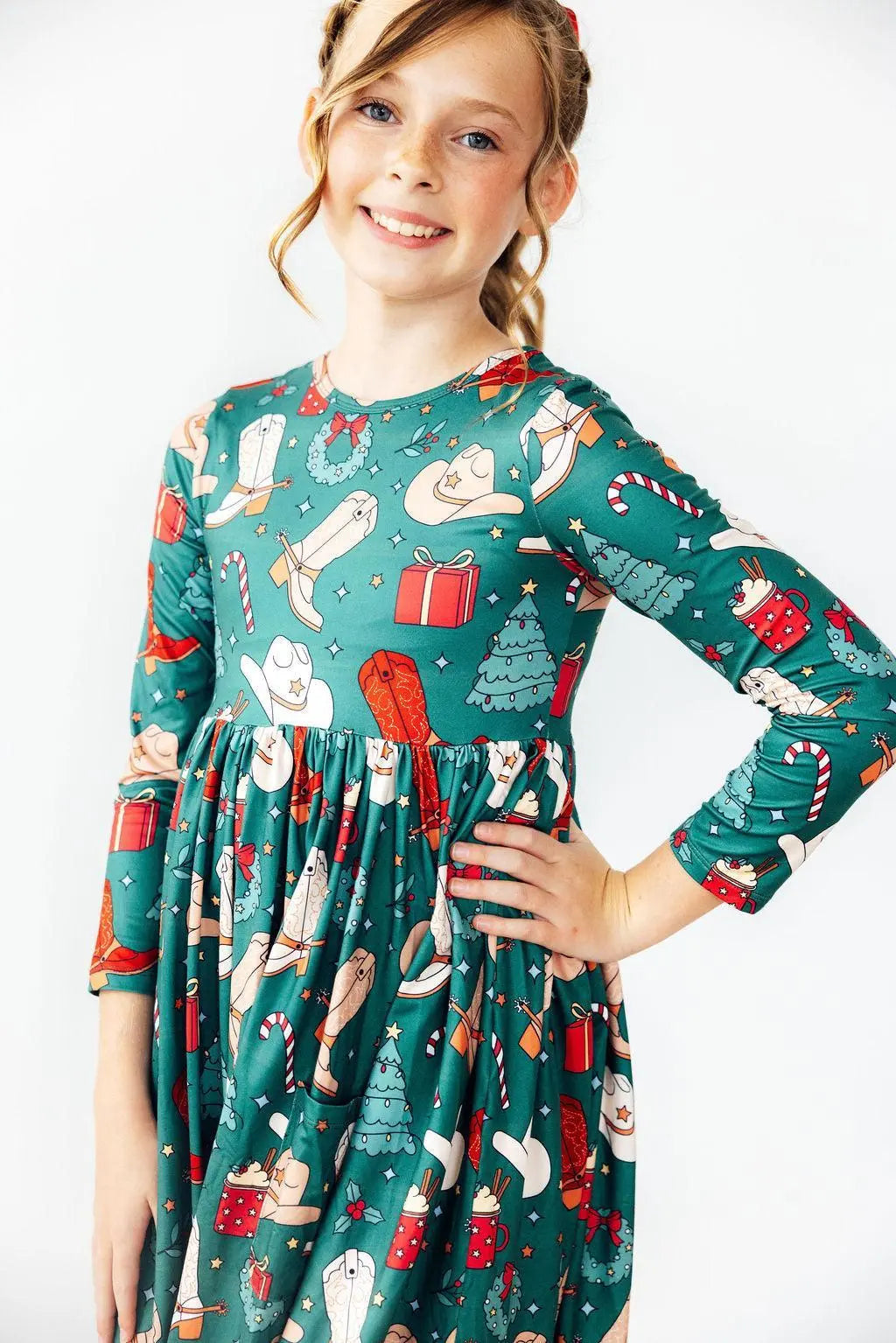 Western Wonderland Long Sleeve Twirl Dress With Pocket Mila & Rose ® Everetts Place: Online Boutique