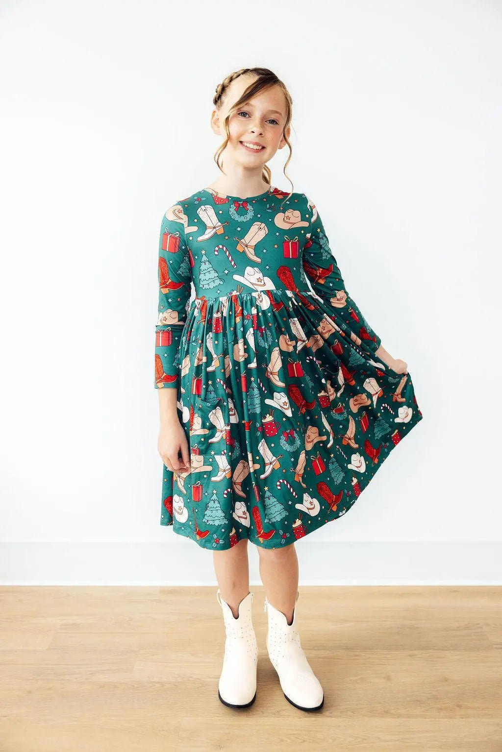 Western Wonderland Long Sleeve Twirl Dress With Pocket Mila & Rose ® Everetts Place: Online Boutique