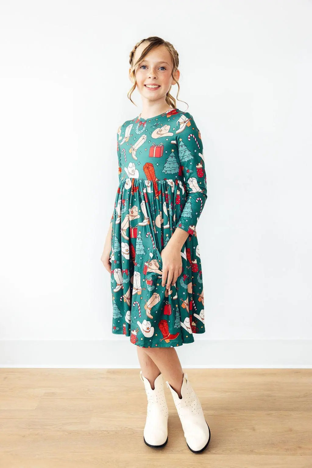 Western Wonderland Long Sleeve Twirl Dress With Pocket Mila & Rose ® Everetts Place: Online Boutique