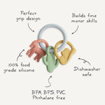 Mushie Western Teething Ring Made from Food Grade Silicone with Sensory Shapes and Textures - Baby & Toddler > Baby Health > Pacifiers & Teethers teether