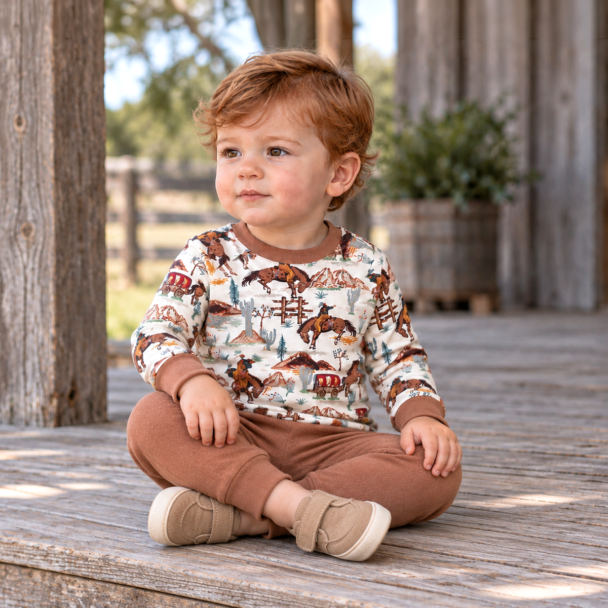 Bamboo & Cotton Cowboy Two-Piece Set - Western Spirit