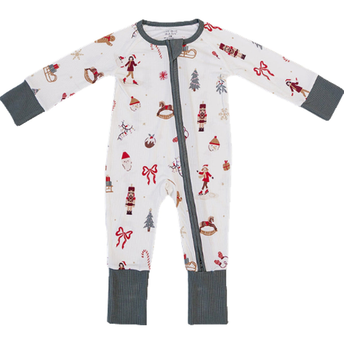 Merry & Bright Ribbed Bamboo Zipper by Mebie Baby