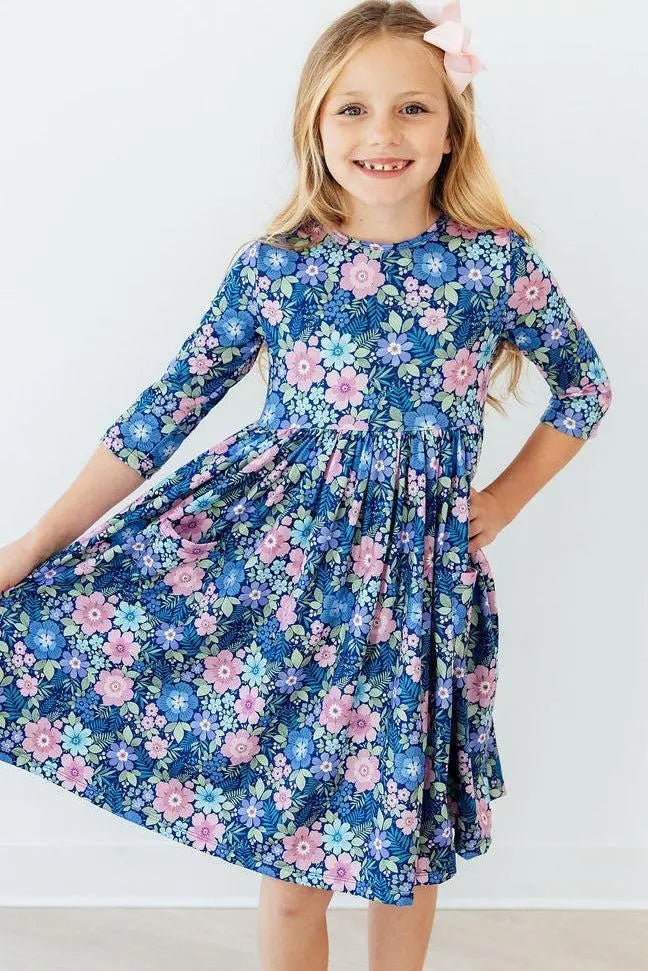 Mila & Rose ® Whimsy 3/4 Sleeve Pocket Twirl Dress - 