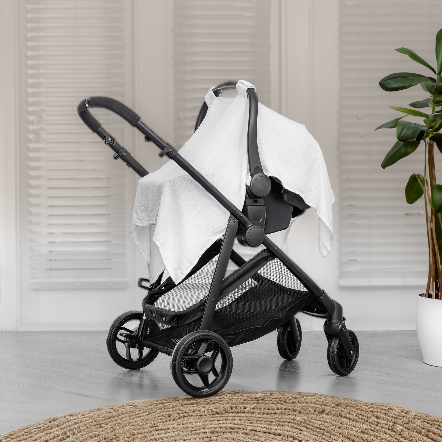 White Baby Car Seat Cover Canopy Breathable Bamboo Blend Comfy Cubs Everetts Place: Online Boutique