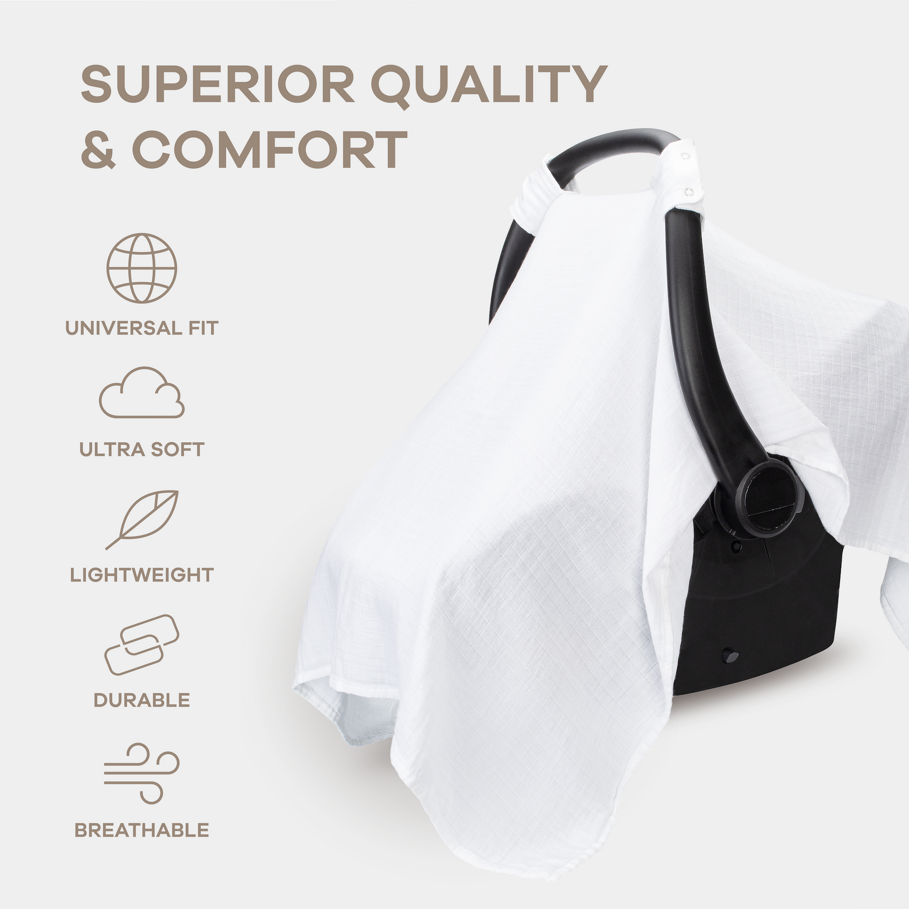 White Baby Car Seat Cover Canopy Breathable Bamboo Blend Comfy Cubs Everetts Place: Online Boutique