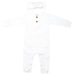 Three Little Tots White Baby Ribbed Playsuit with pockets - 