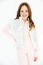 White Checker Puffer Vest Mila And Rose Winter Layering Mila & Rose ® Everetts Place: Online Boutique