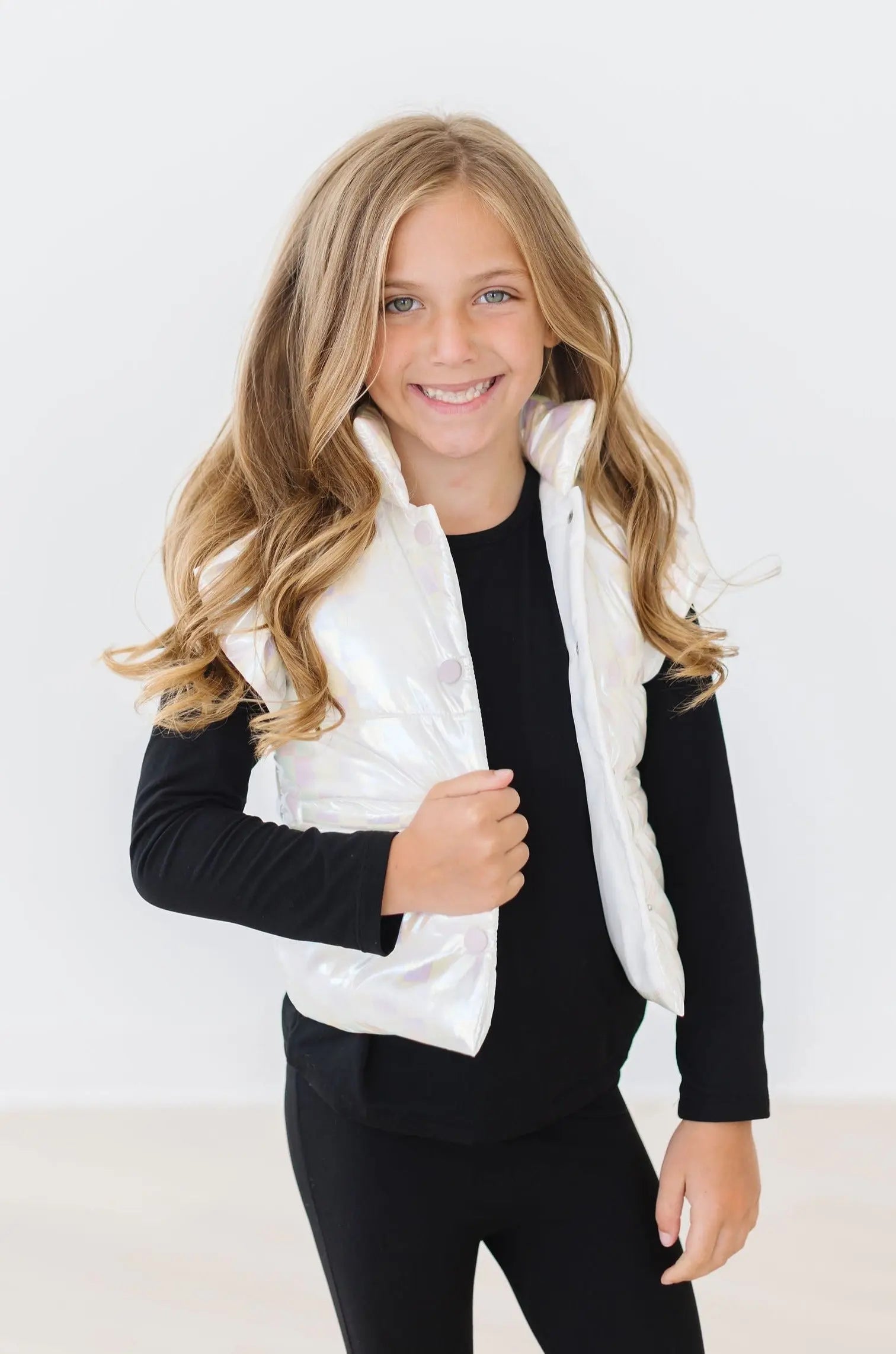 White Checker Puffer Vest Mila And Rose Winter Layering Mila & Rose ® Everetts Place: Online Boutique