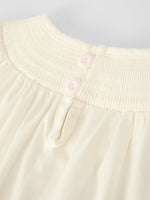 White Christmas Girls Dress With Delicate Embroidery Red Bow Rylee Faith Designs Everetts Place: Online Boutique