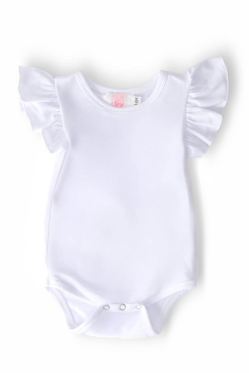 White Flutter Short Sleeve Bodysuit for Newborn Mila - Everetts Place Boutique - Flutter Bodysuit S/S