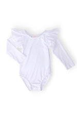 White Long Sleeve Flutter Sleeve Leotard For Girls Dance - Everetts Place Boutique - Flutter Leotard L/S