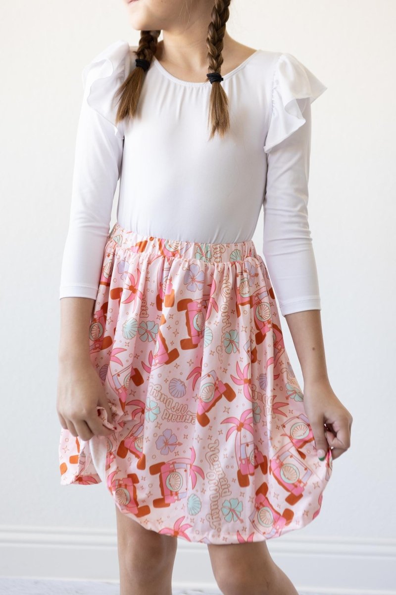 White Long Sleeve Flutter Sleeve Leotard For Girls Dance - Everetts Place Boutique - Flutter Leotard L/S