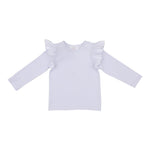 White Long Sleeve Ruffle Tee For Girls Mila And Rose Mila & Rose ® Everetts Place: Online Boutique
