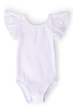 White Short Sleeve Flutter Leotard For Girls Ballet Class - Everetts Place Boutique - Flutter Leotard S/S