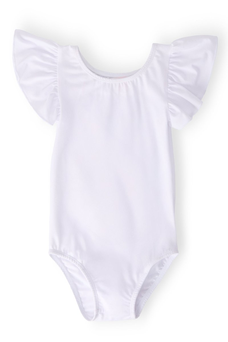 White Short Sleeve Flutter Leotard For Girls Ballet Class - Everetts Place Boutique - Flutter Leotard S/S