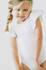 White Short Sleeve Flutter Leotard For Girls Ballet Class - Everetts Place Boutique - Flutter Leotard S/S