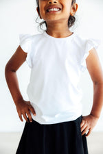 White Short Sleeve Ruffle Tee for Girly Style Outfit Mila & Rose ® Everetts Place: Online Boutique