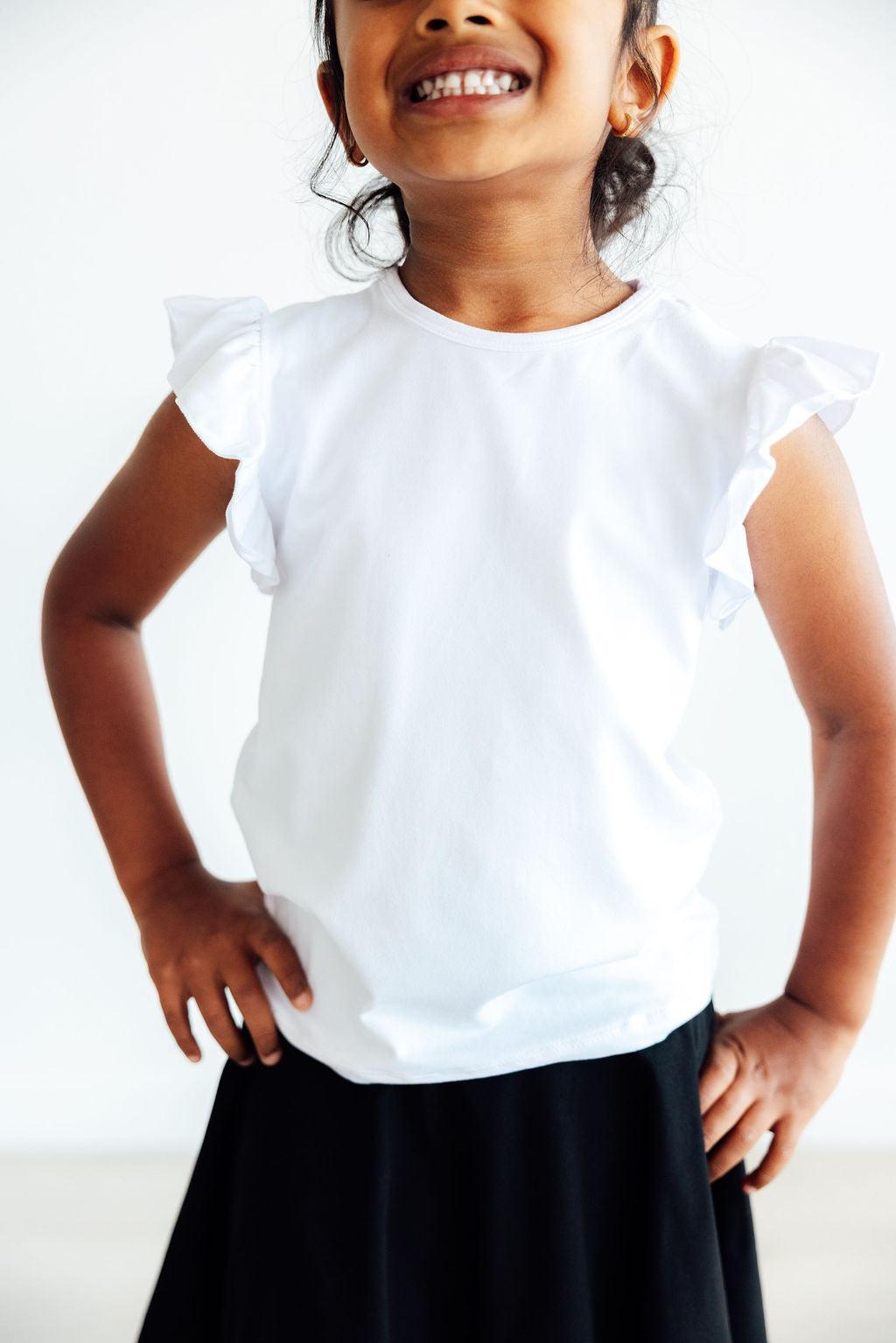 White Short Sleeve Ruffle Tee for Girly Style Outfit Mila & Rose ® Everetts Place: Online Boutique