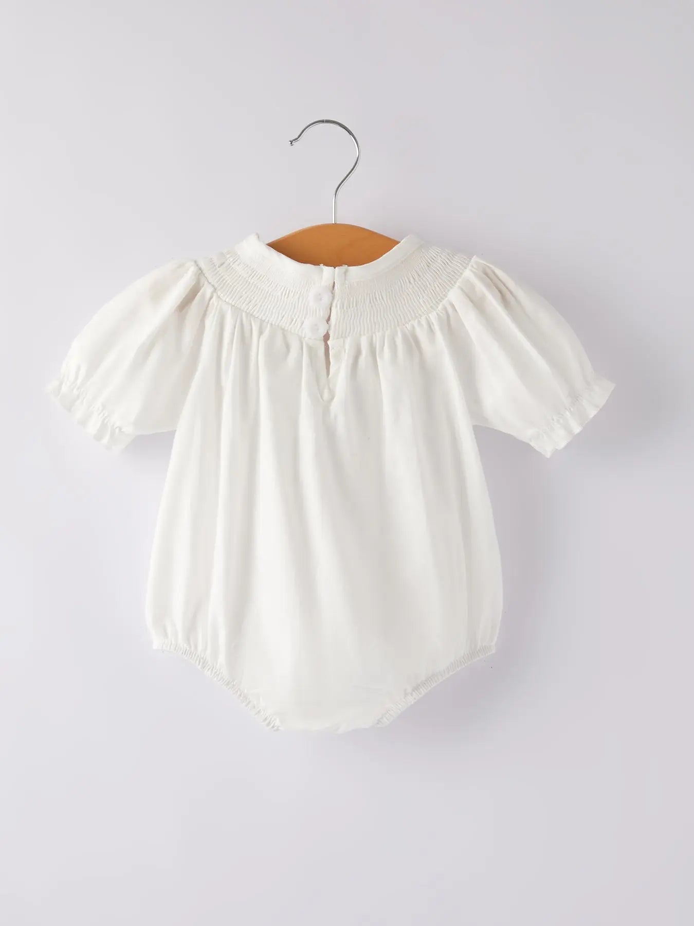 White Smocked Church Christ Bishop Christening Girls Romper Rylee Faith Designs Everetts Place: Online Boutique