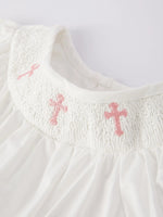 Rylee Faith Designs White Smocked Church Christ Bishop Christening Girls Romper - Apparel & Accessories > Clothing > One-Pieces Romper