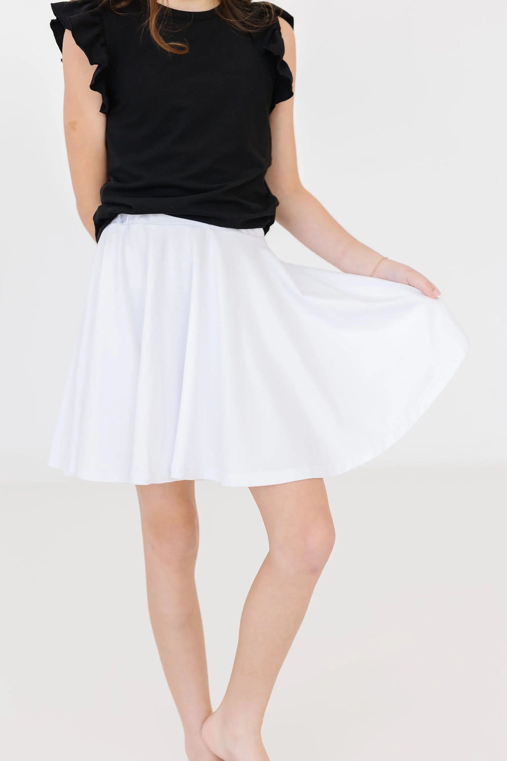 White Twirl Skort With Attached Shorts For Girls Everywhere Mila & Rose ® Everetts Place: Online Boutique