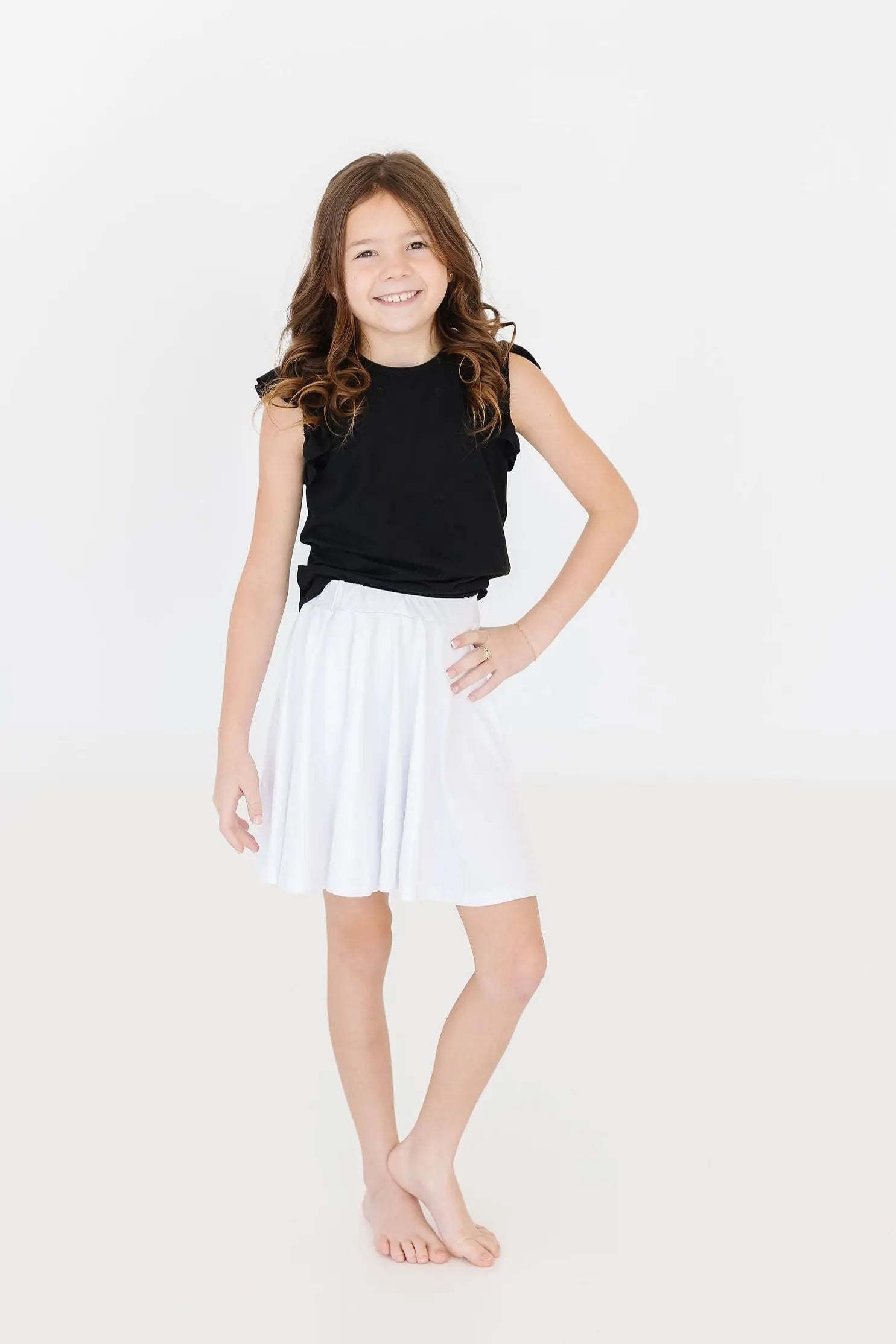 White Twirl Skort With Attached Shorts For Girls Everywhere Mila & Rose ® Everetts Place: Online Boutique