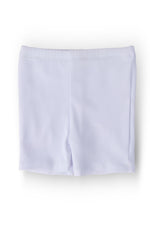 White high-waisted twirl shorts for girls with a slim fit