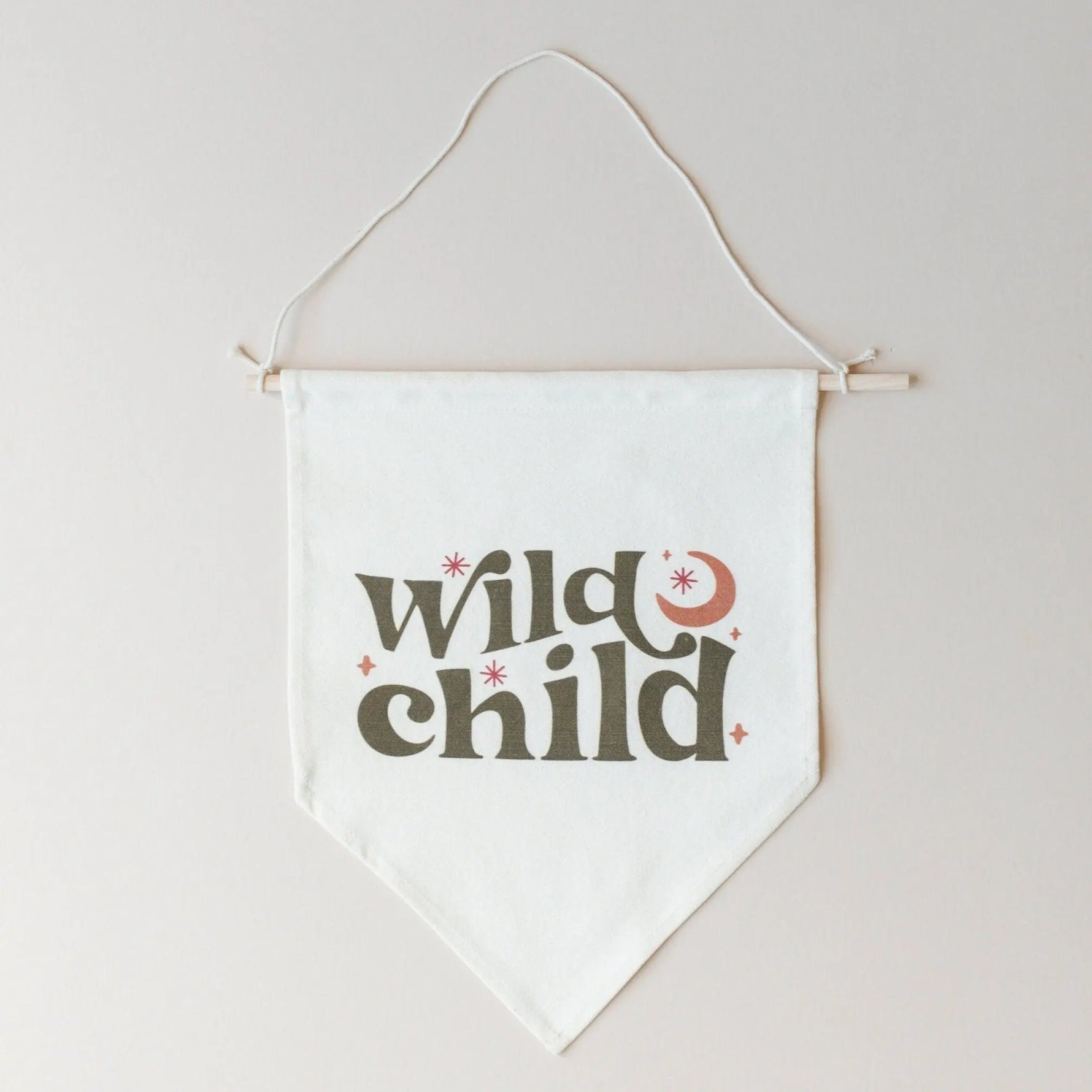 Little Joy Co. Wild Child Canvas Pennant Natural Dowel Banner Little Joy -