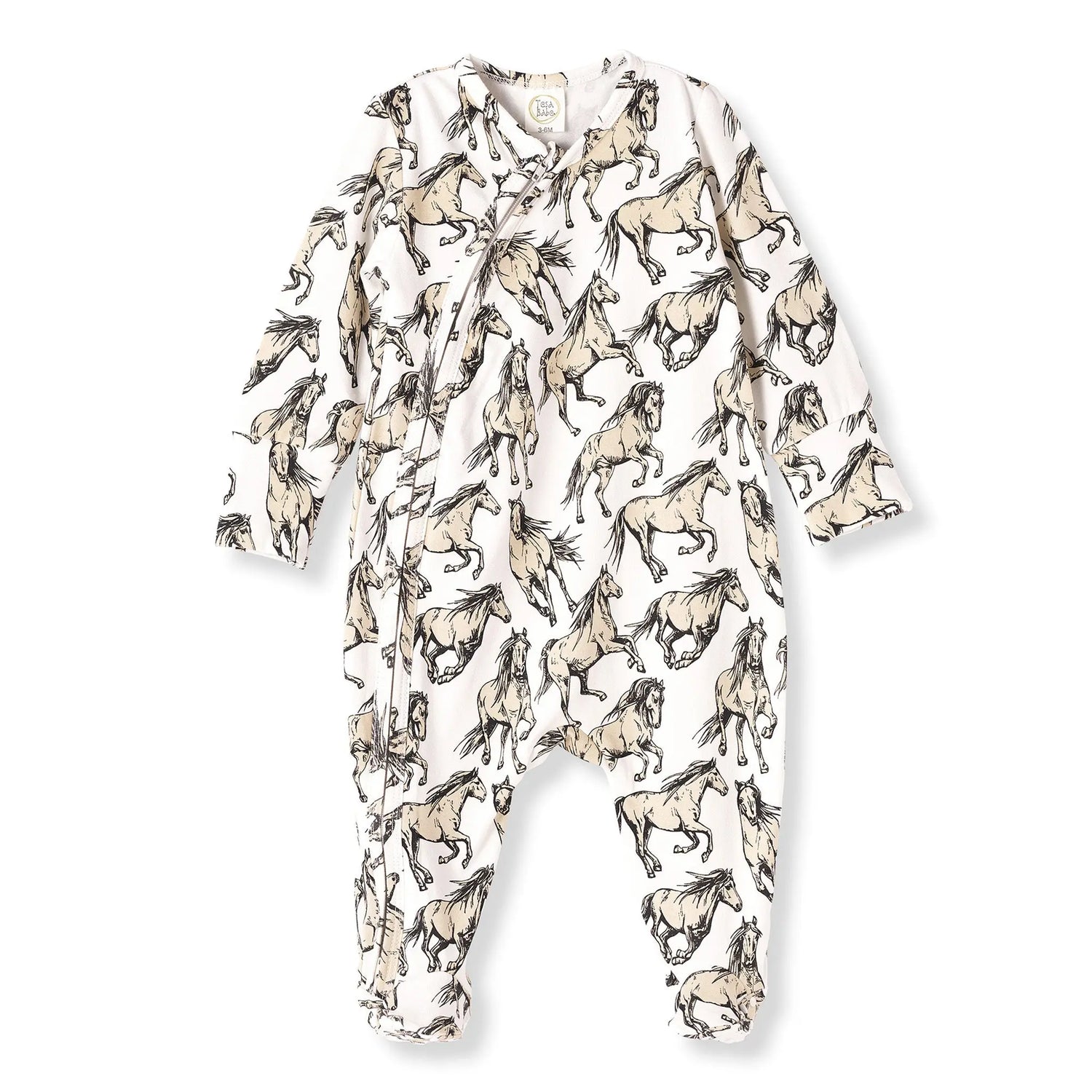 Wild Horses Bamboo Baby Romper With Two Way Zipper Tesa Babe 