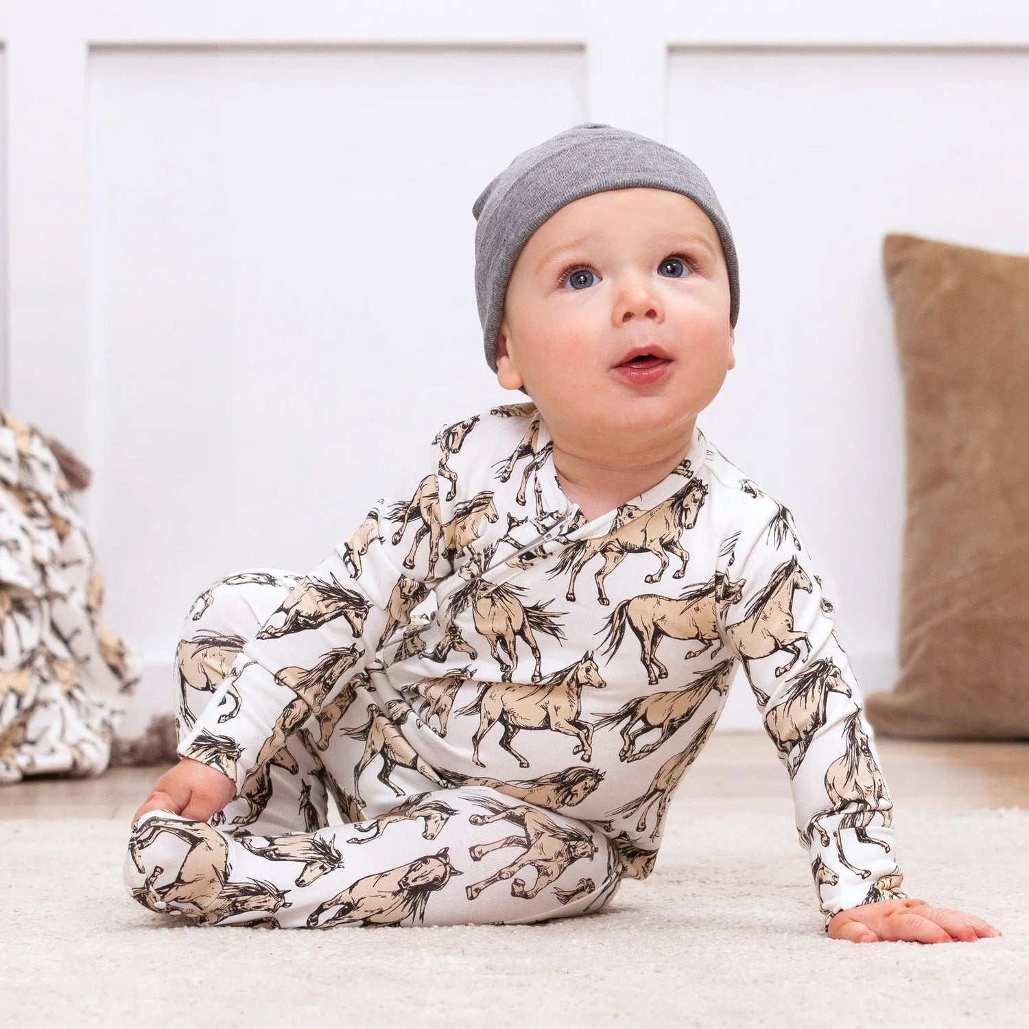 Wild Horses Bamboo Baby Romper With Two Way Zipper Tesa Babe 