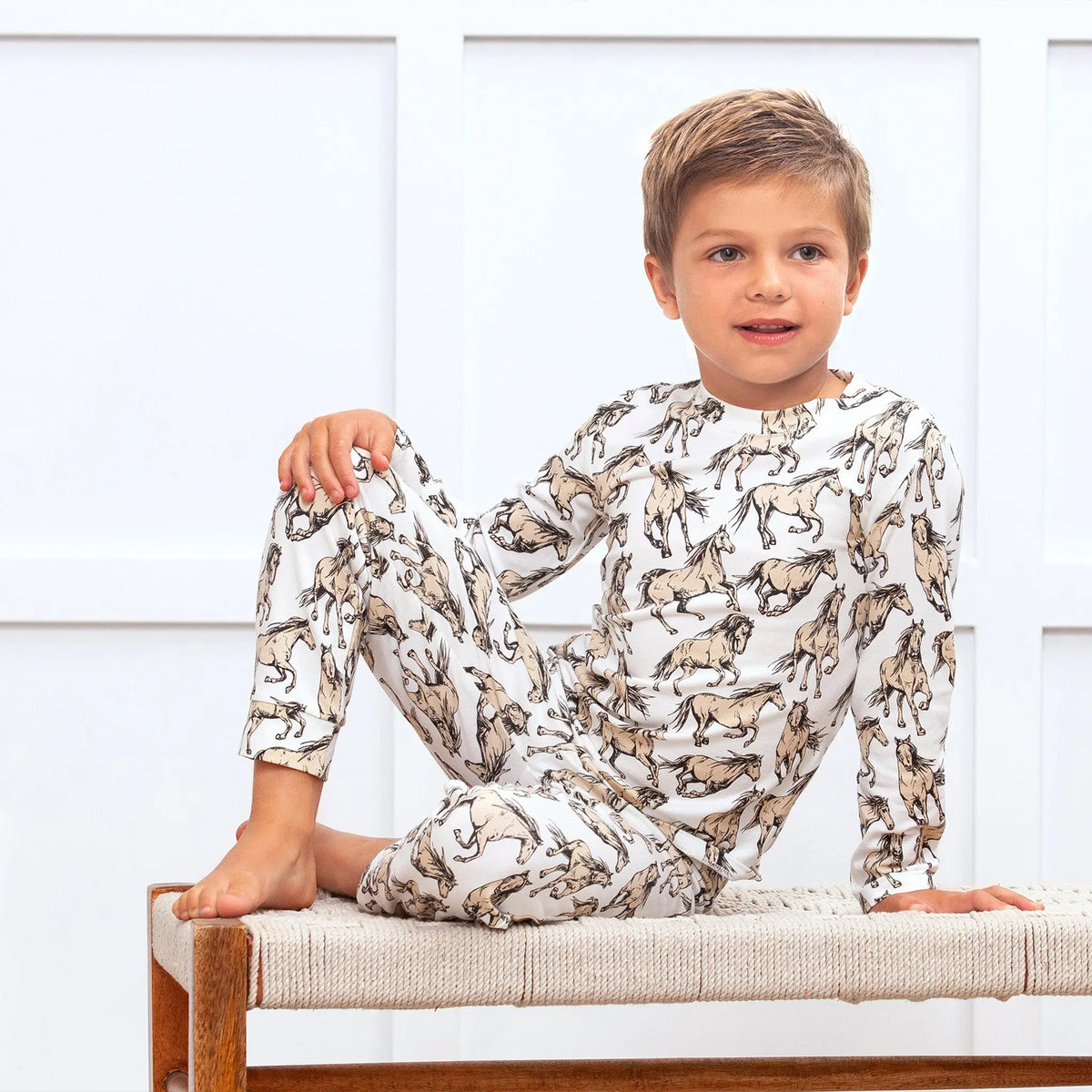 Wild Horses Kids Bamboo Pajama Set Cozy Nightwear Dreamy Nights Tesa Babe 