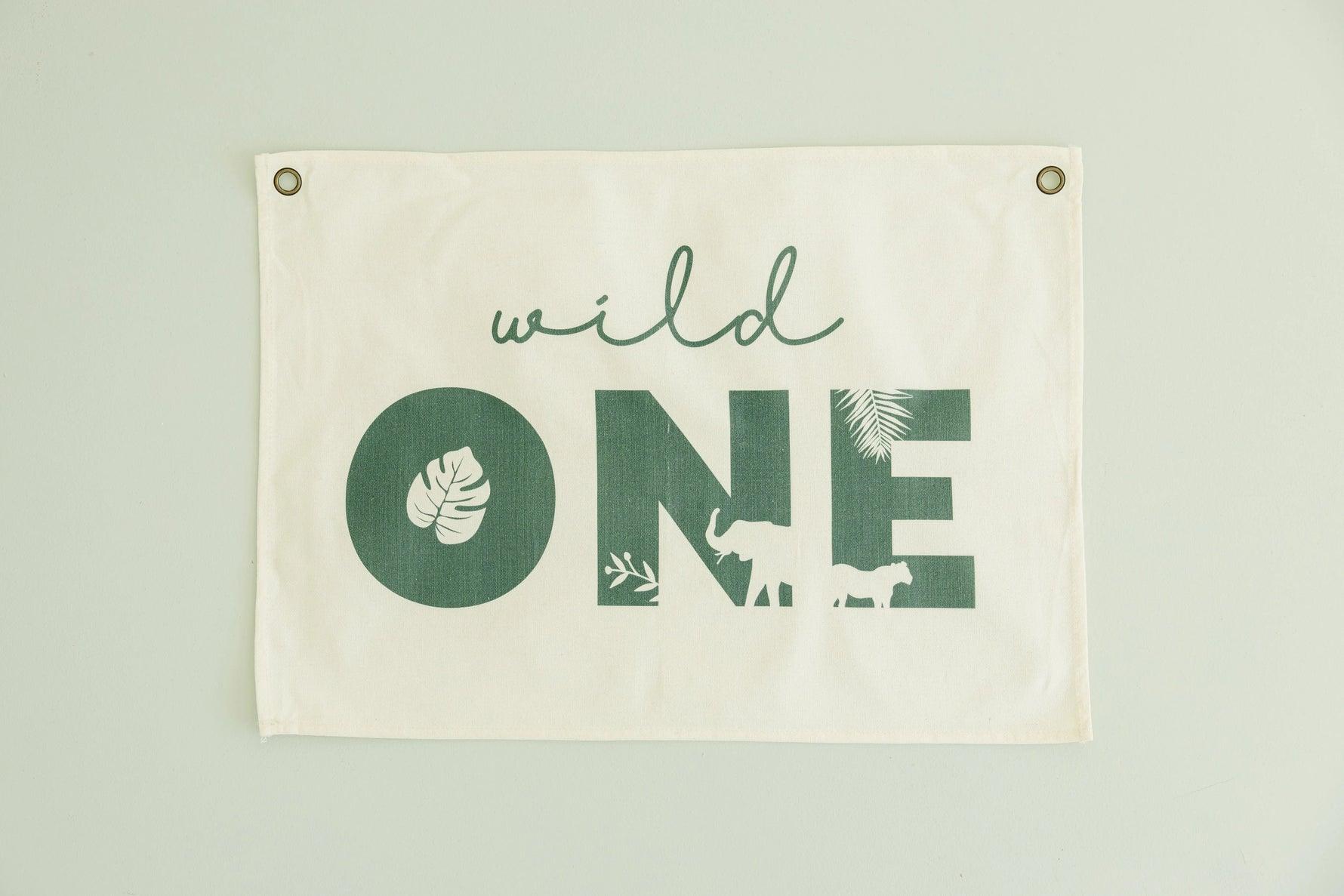 Little Joy Co. Wild One First Birthday Canvas Banner Jungle Theme Decor - Home & Garden > Decor > Novelty Signs