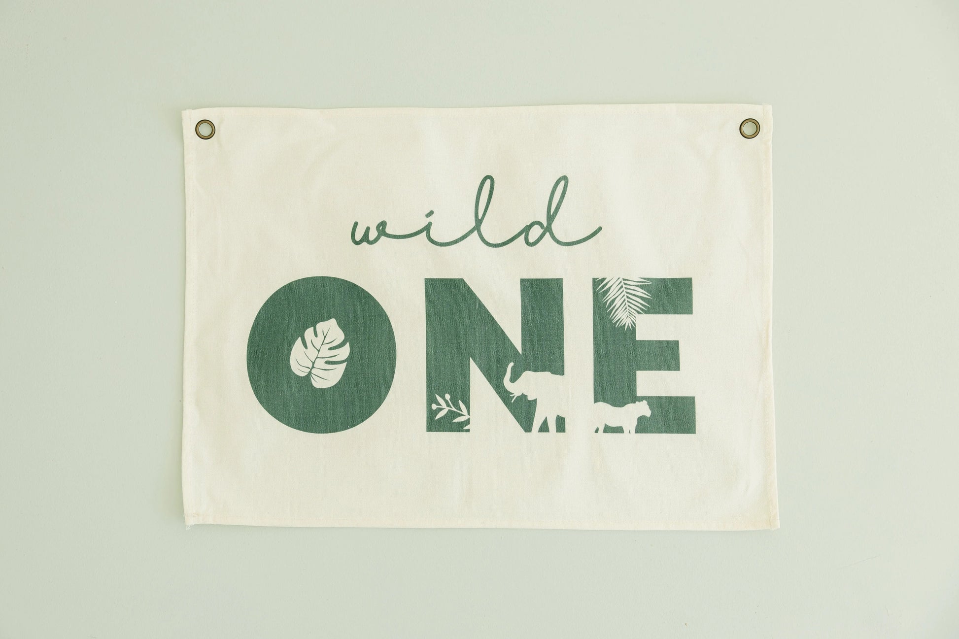 Wild One First Birthday Canvas Banner Jungle Theme Decor Little Joy Co. Everetts Place: Online Boutique