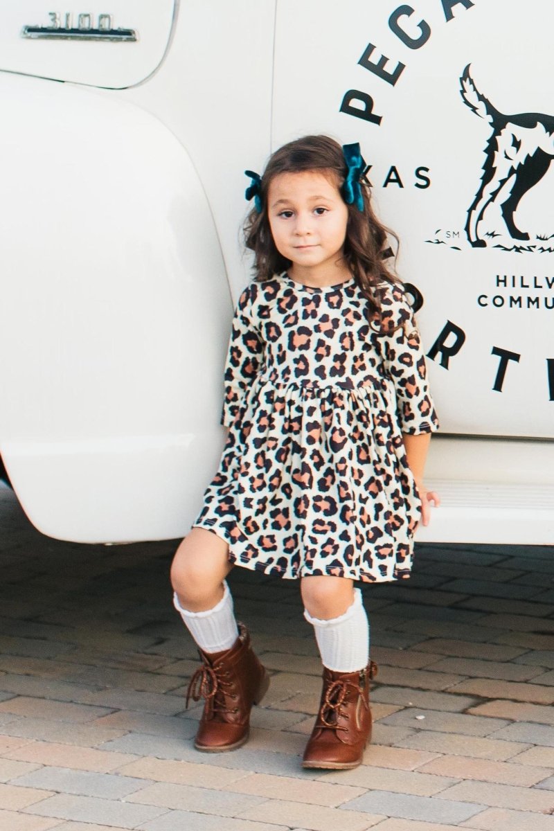 Wild One Twirl Dress With Pockets Three Quarter Sleeve - Everetts Place Boutique - Twirl Pocket Dress 3/4