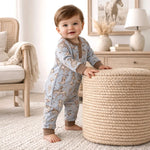 Wild Wrangler/Blue Western Bamboo Henley Cowboy Romper - Everetts Place